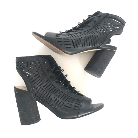 SAM EDELMAN | Lace-up Black Leather Heels (7.5) - Picture 3 of 7